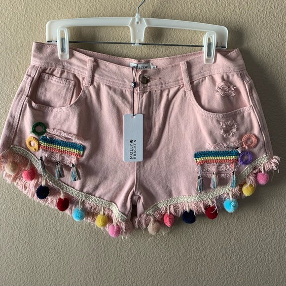 Molly Bracken Pants - Molly Bracken pink Pom Pom shorts